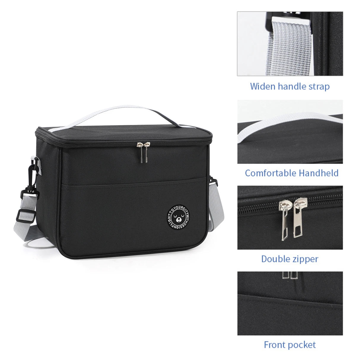 Capacity hand-held with shoulder strap insulated bag, lunch box bag, student thickened waterproof lunch bag。-zmt