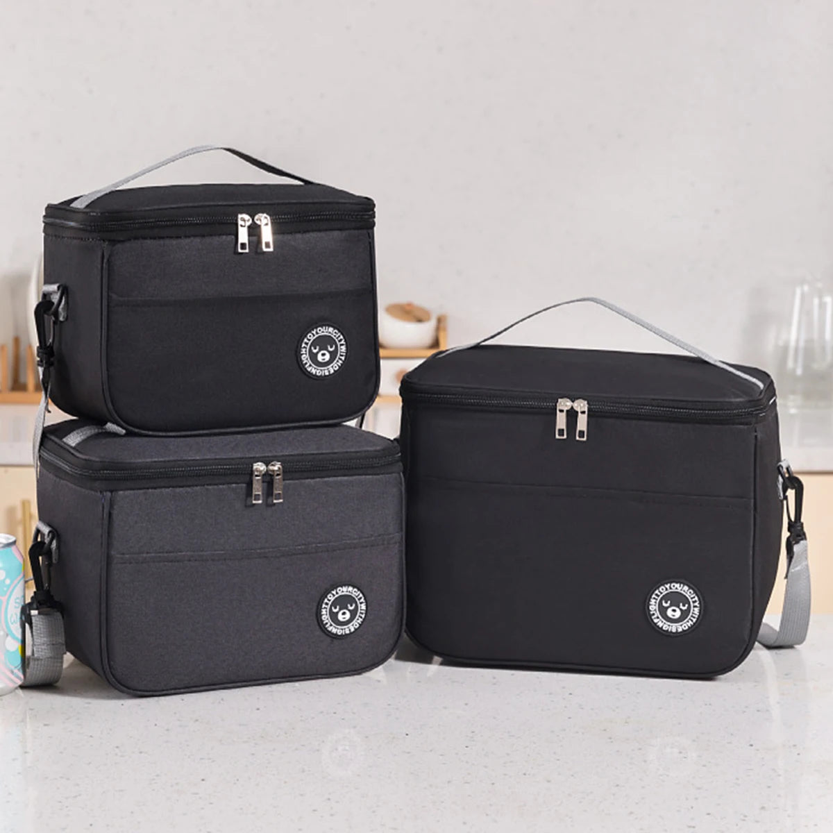 Capacity hand-held with shoulder strap insulated bag, lunch box bag, student thickened waterproof lunch bag。-zmt