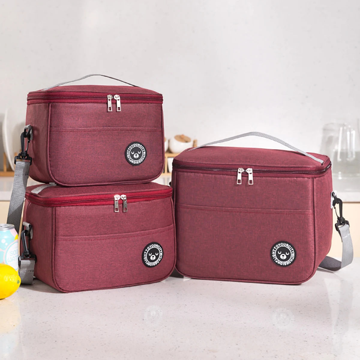 Capacity hand-held with shoulder strap insulated bag, lunch box bag, student thickened waterproof lunch bag。-zmt