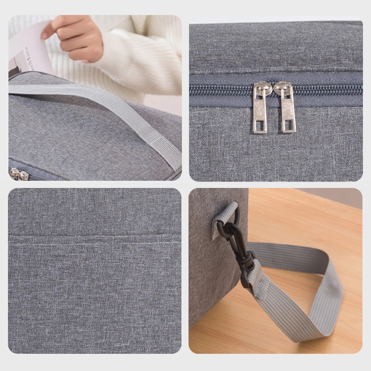 Capacity hand-held with shoulder strap insulated bag, lunch box bag, student thickened waterproof lunch bag。-zmt