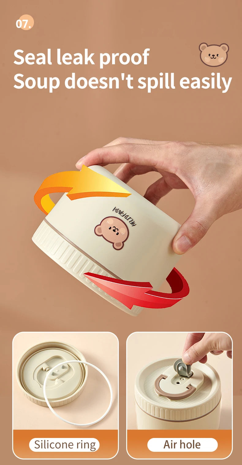 WORTHBUY Portable Insulated Lunch Box 304 Stainless Steel Thermal Bento Box Leak Proof Microwave Safe Salad Food Container Box