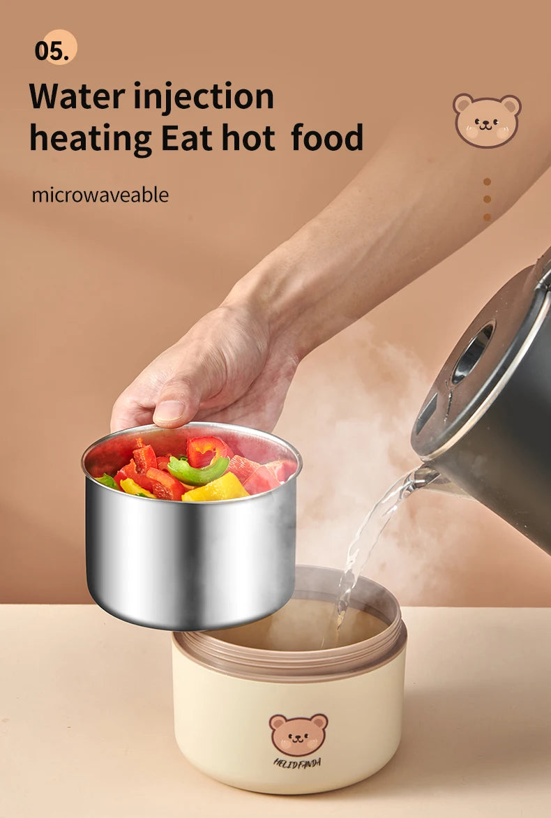 WORTHBUY Portable Insulated Lunch Box 304 Stainless Steel Thermal Bento Box Leak Proof Microwave Safe Salad Food Container Box