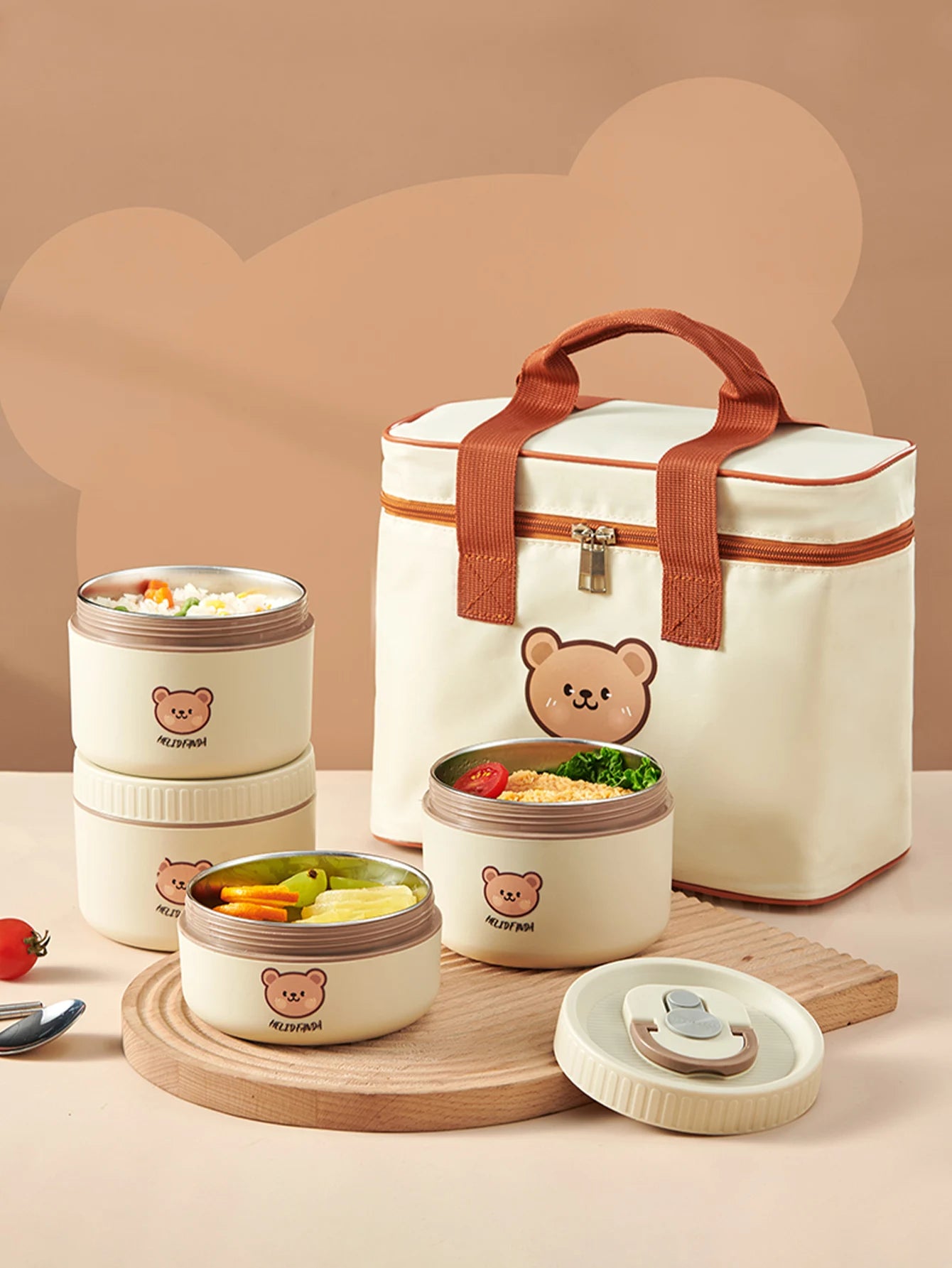 WORTHBUY Portable Insulated Lunch Box 304 Stainless Steel Thermal Bento Box Leak Proof Microwave Safe Salad Food Container Box