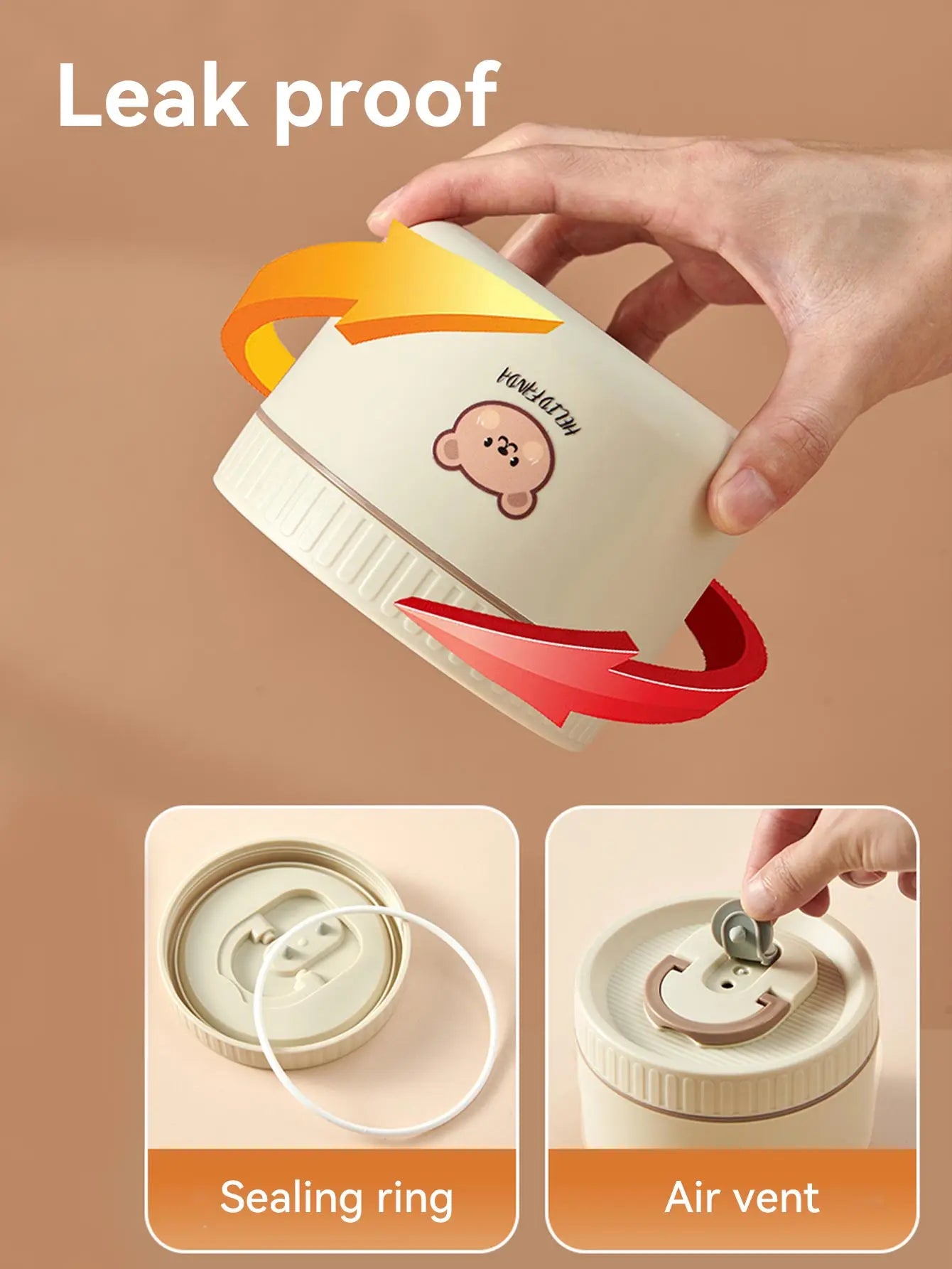 WORTHBUY Portable Insulated Lunch Box 304 Stainless Steel Thermal Bento Box Leak Proof Microwave Safe Salad Food Container Box