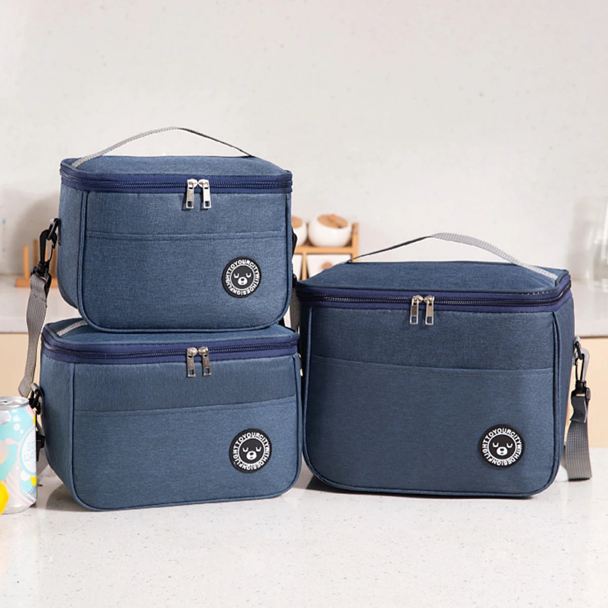 Capacity hand-held with shoulder strap insulated bag, lunch box bag, student thickened waterproof lunch bag。-zmt