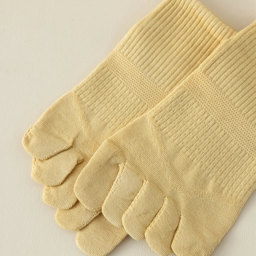 5 Pairs Five Fingers Socks Women Cotton Mesh Summer Toe Socks Sports Anti-slip Low Cut Ankle Socks with With Separate Fingers