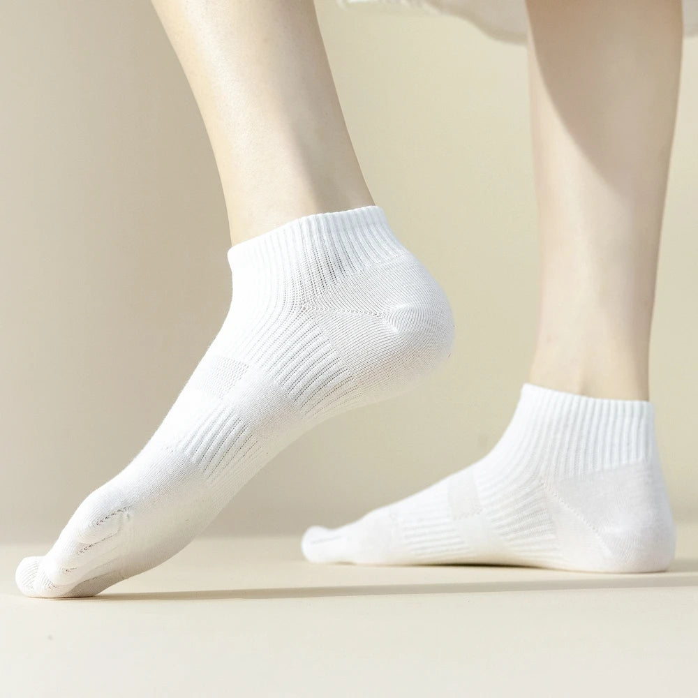 5 Pairs Five Fingers Socks Women Cotton Mesh Summer Toe Socks Sports Anti-slip Low Cut Ankle Socks with With Separate Fingers